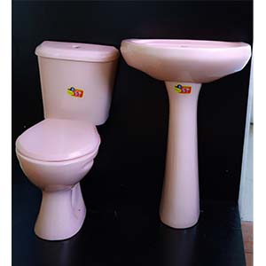 Close Couple Cistern Toilet Set Pink