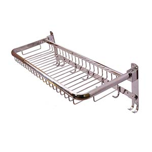 N164 Fodable Towel Wire -Rack With Hooks(Ss304)-60Cm