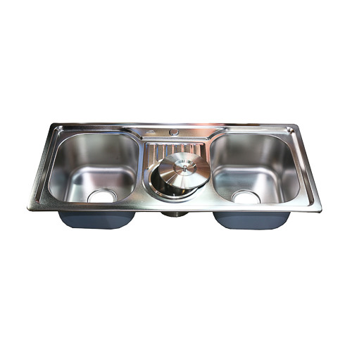 Double bowl with bin kitchen sink 9000