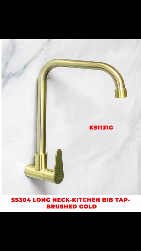 Long neck kitchen bib tap (gold) - KS1131G