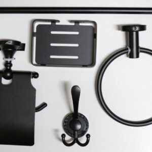 7 Piece Bathroom Hardware Set - N053B Black