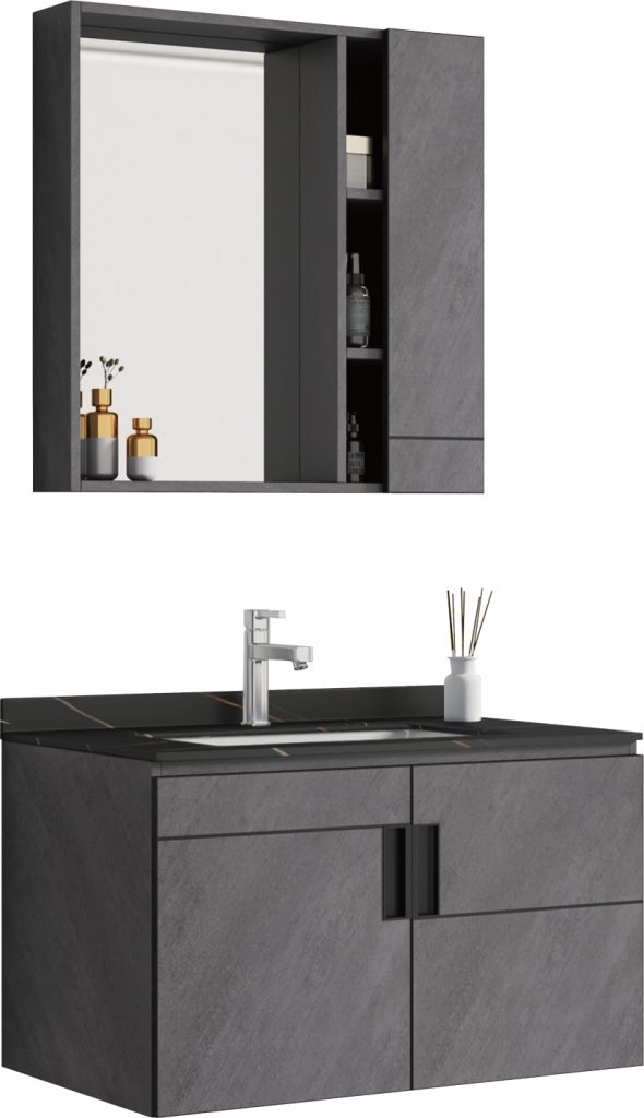 Modern Bathroom Cabinet with Top-dark grey BCP6947B